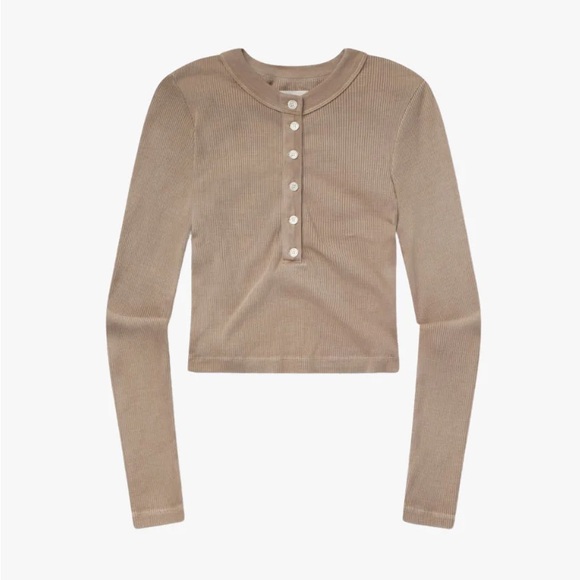 Citizens Of Humanity Beige Button-Up Long Sleeve Top - Picture 2 of 7